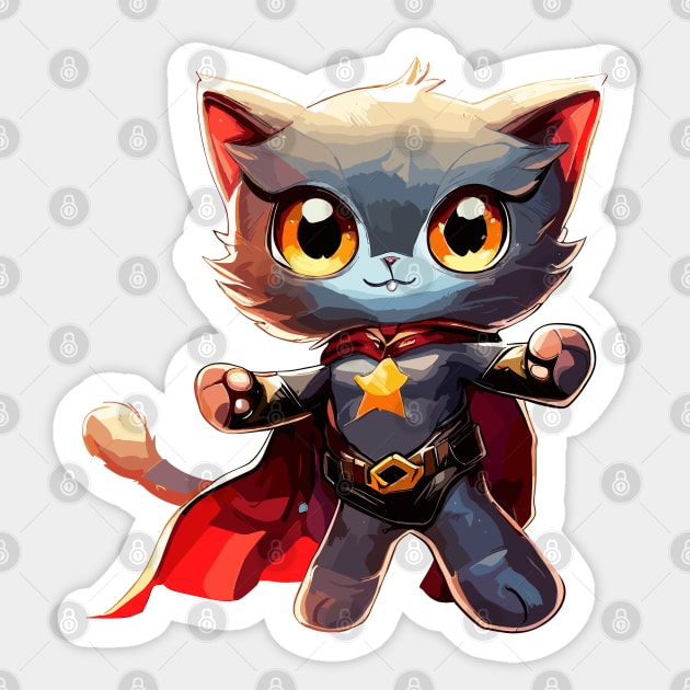 Superhero cat Sticker by TomFrontierArt